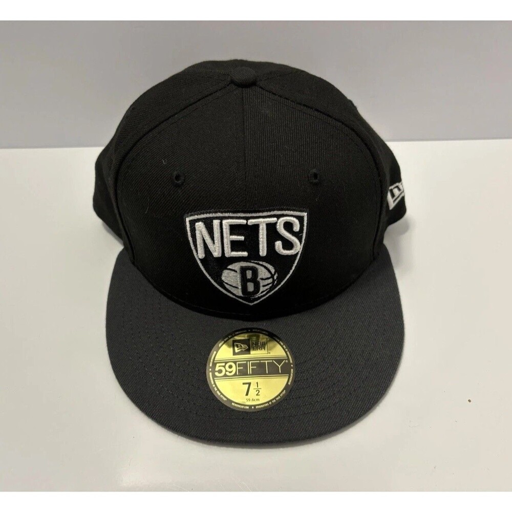 New Era Brooklyn Nets Black White 9FIFTY Snapback Cap Size 7 1/2 NEW